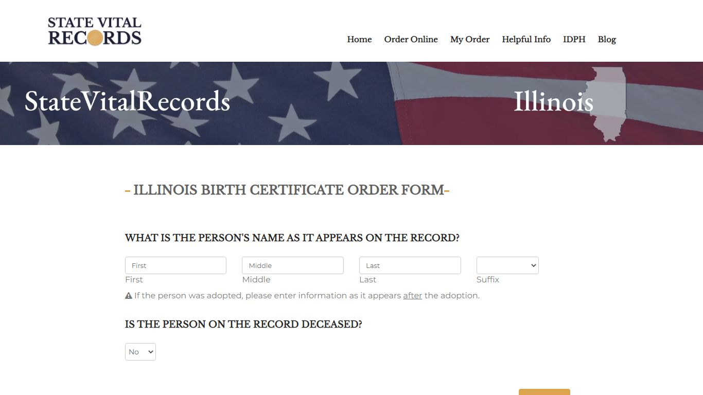 Order a Illinois Birth Certificate | StateVitalRecords.org